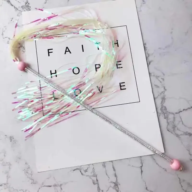 Varita de rompecabezas divertida para gatos, palo interactivo para gatitos con borla brillante, suministros coloridos para mascotas, receptor de gatos, juguete de palanca de mano duradero - imagen 3