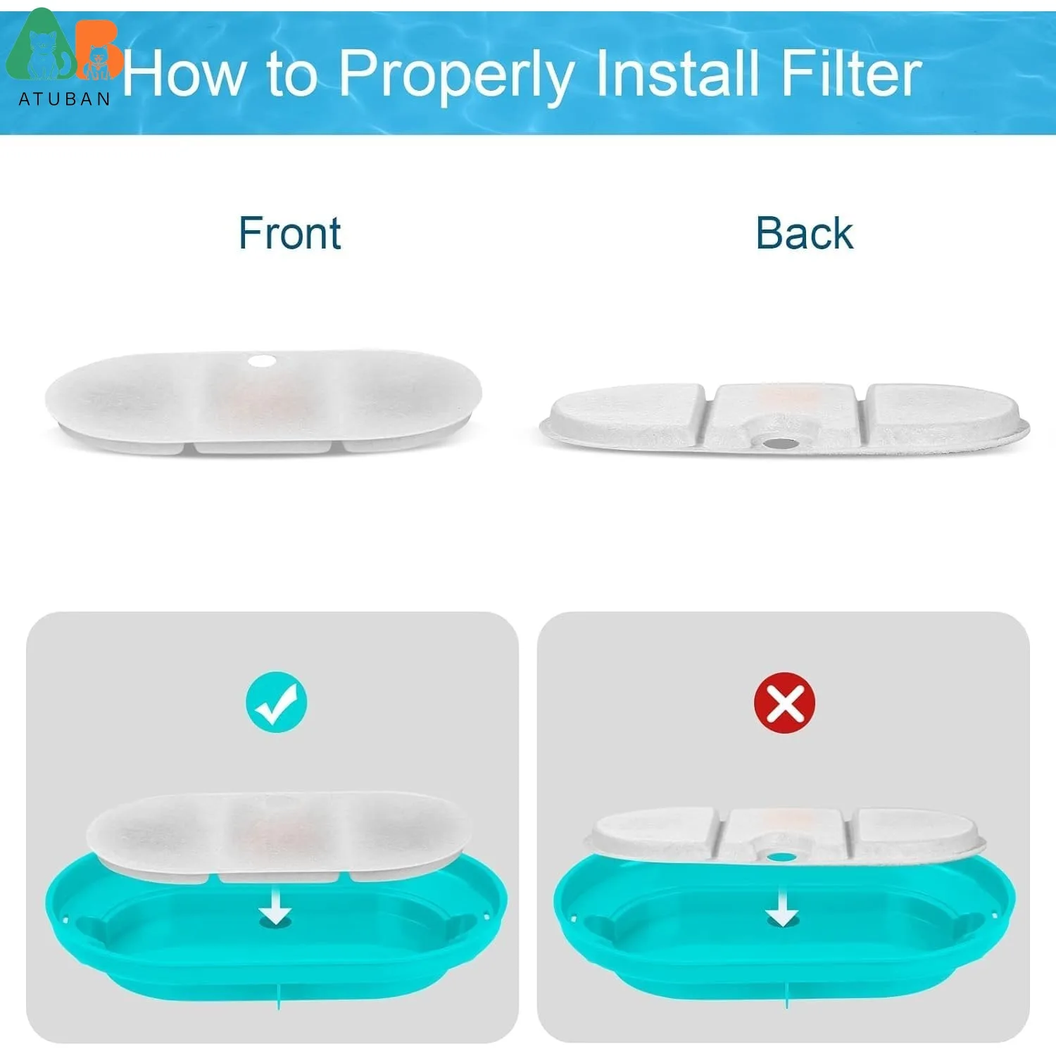 ATUBAN Filtros de fuente para gatos de repuesto compatibles con fuente para mascotas con cápsula PETLIBRO, dispensador ultra silencioso sin BPA de 71 oz/2,1 L - imagen 4