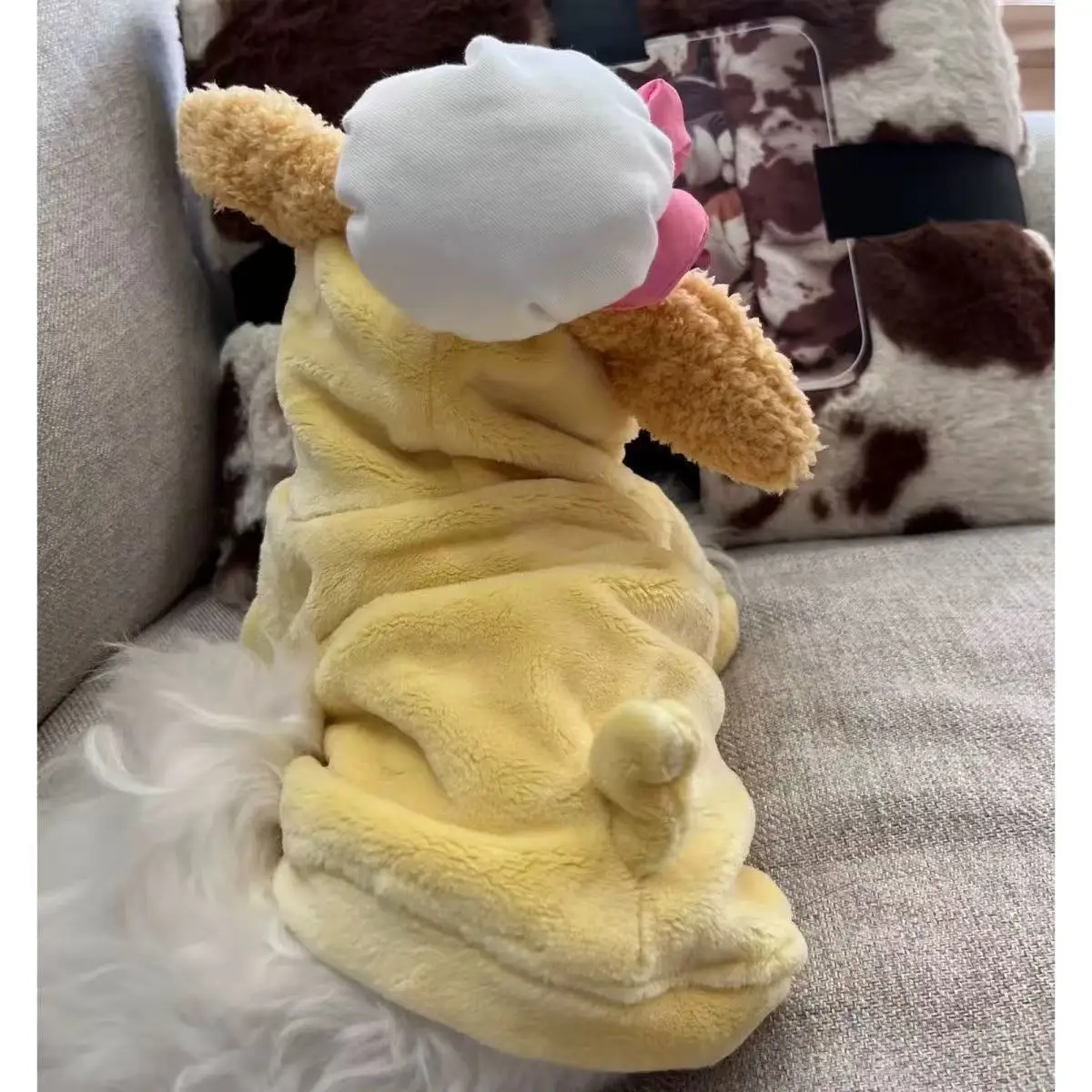 Ropa cálida de otoño/invierno para mascotas, conejo bonito, ropa de cuatro patas, perro pequeño, gato de peluche, Sudadera con capucha, mono, ropa para cachorros, pijamas para perros - imagen 3