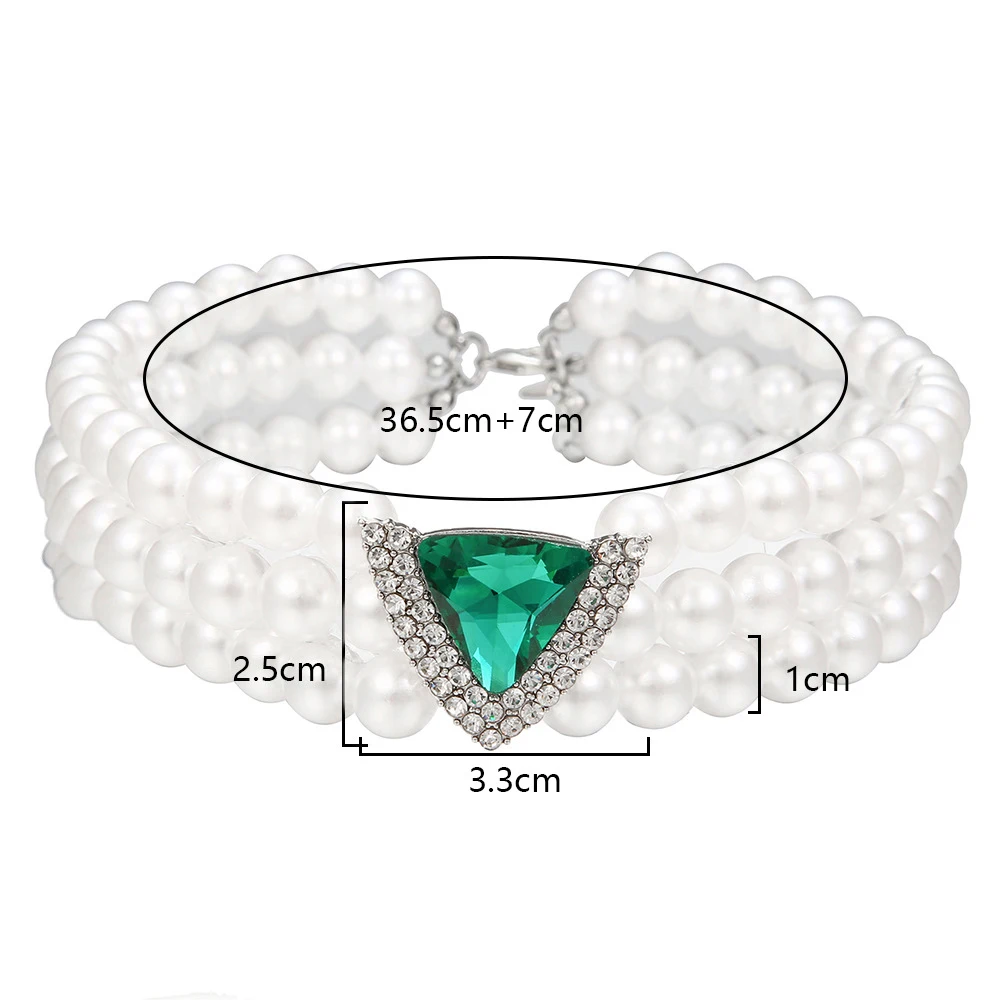 Collar de perlas para mascotas de 3 filas, joyería de lujo, Collar de cristal de diamante para perros pequeños, Bulldog, Collar de boda para mascotas, accesorios de disfraz - imagen 2