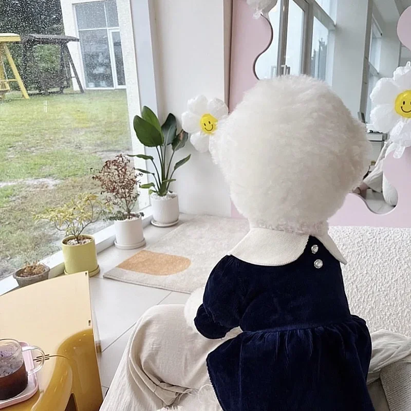 Vestido de terciopelo de otoño para mascotas, cuello de muñeca, vestido de princesa, oso de peluche, Yorkshire, gato, ropa pequeña, ropa de Navidad para perros pequeños - imagen 4