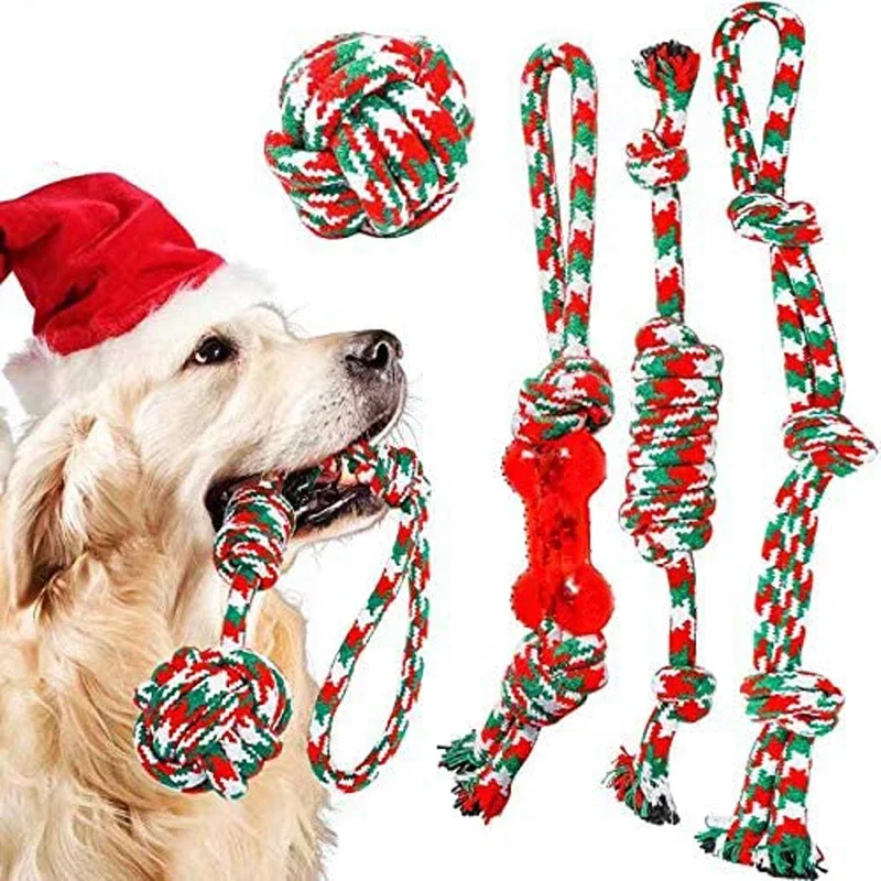 Juguetes para masticar para perros grandes y pequeños, juguete interactivo de cuerda de algodón para cachorros, juguetes para la dentición, bola para perros, cepillo de dientes, juego de juguetes para masticar - imagen 5