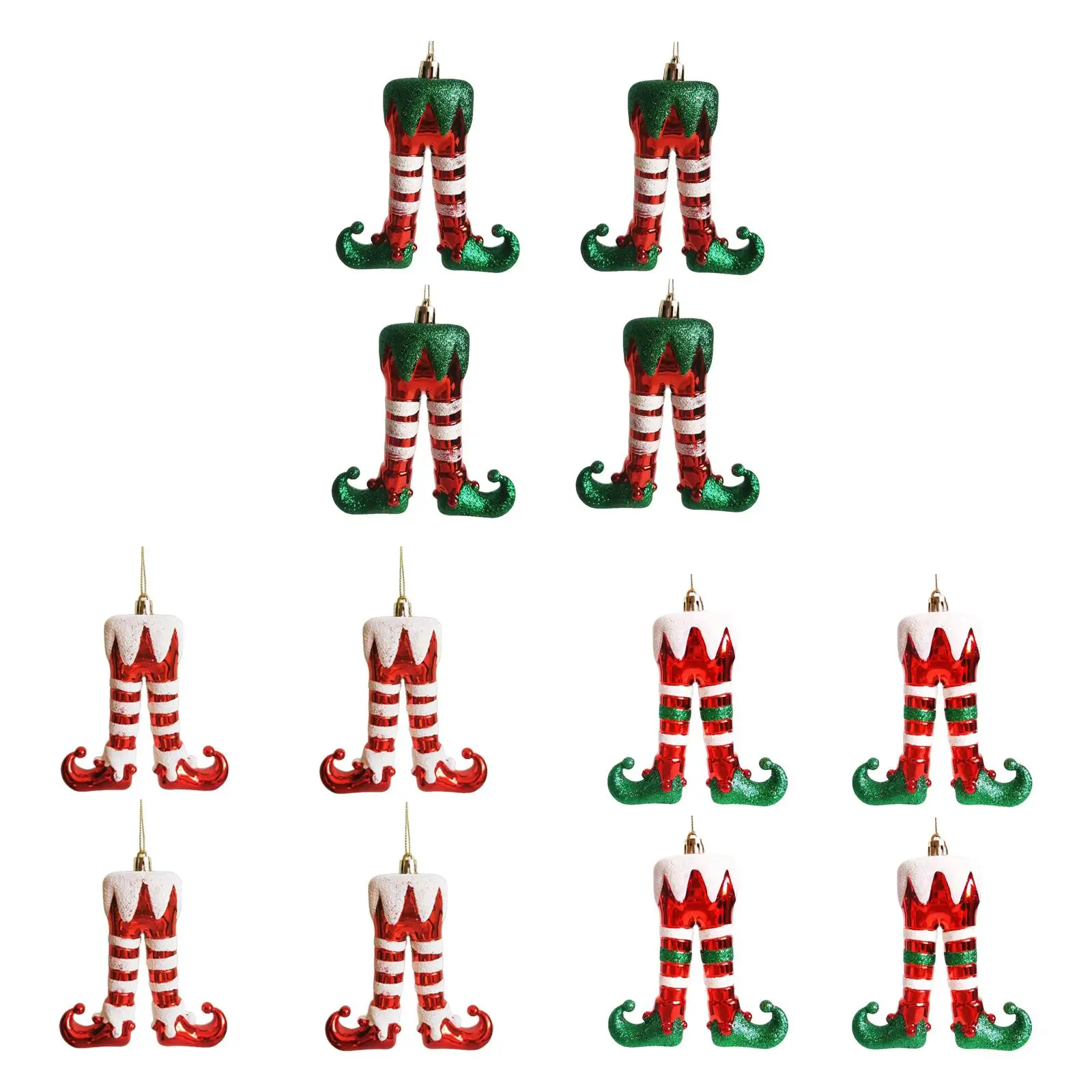 4x decoración colgante divertida de pierna de elfo de Navidad, decoración de árbol rojo, verde y blanco, decoración colgante de bota de elfo, colgante de coche para escritorio interior - imagen 4