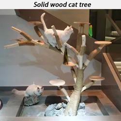 Árbol rascador de madera con casa para gatos – Torre de sisal para trepar