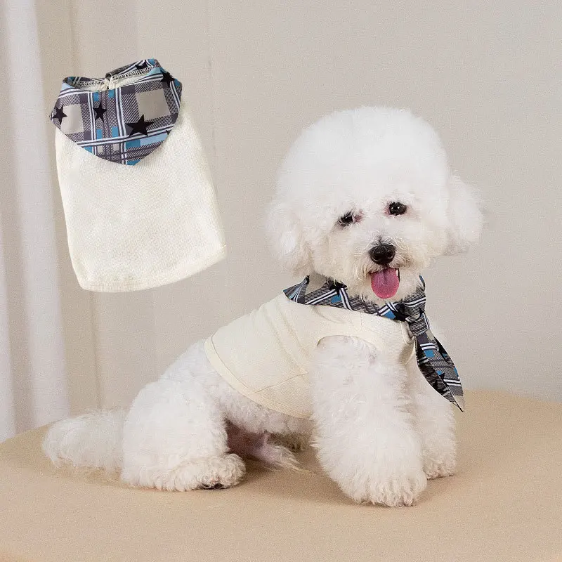 Chaleco con lazo de otoño e invierno para mascotas, traje para gatos, camisa Base para mascotas, chaleco de peluche, ropa para cachorros, ropa para perros pequeños