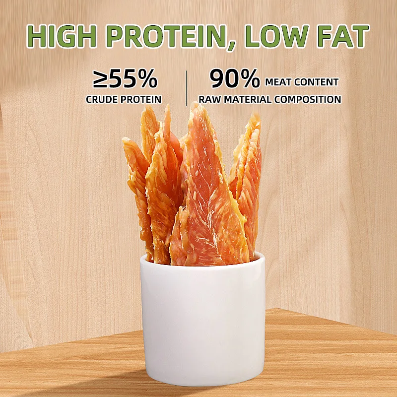 Snacks para perros y mascotas, carne pura seca al aire, pechera de pato, rebanadas de pollo, bocadillos de recompensa, tira de comida, 100g/430g - imagen 3