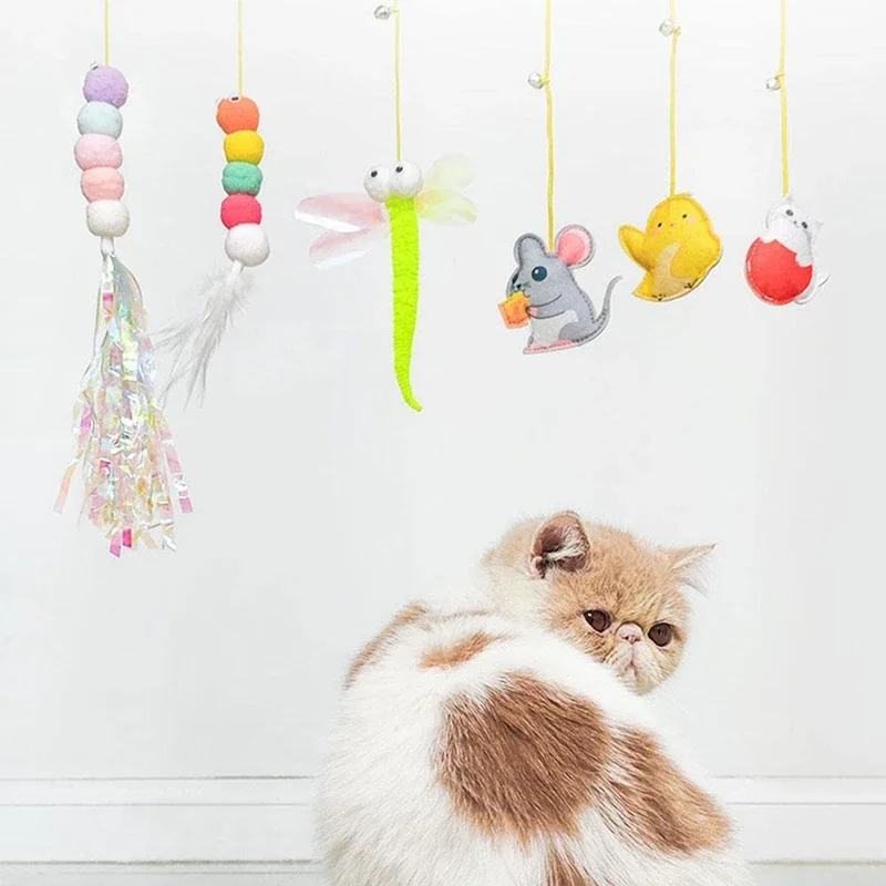 Puerta colgante suspendida, cuerda elástica, juguete para gatos, juguetes para gatos, columpio, puerta colgante, cuerda larga para gatos, accesorios de juguete para gatos - imagen 5