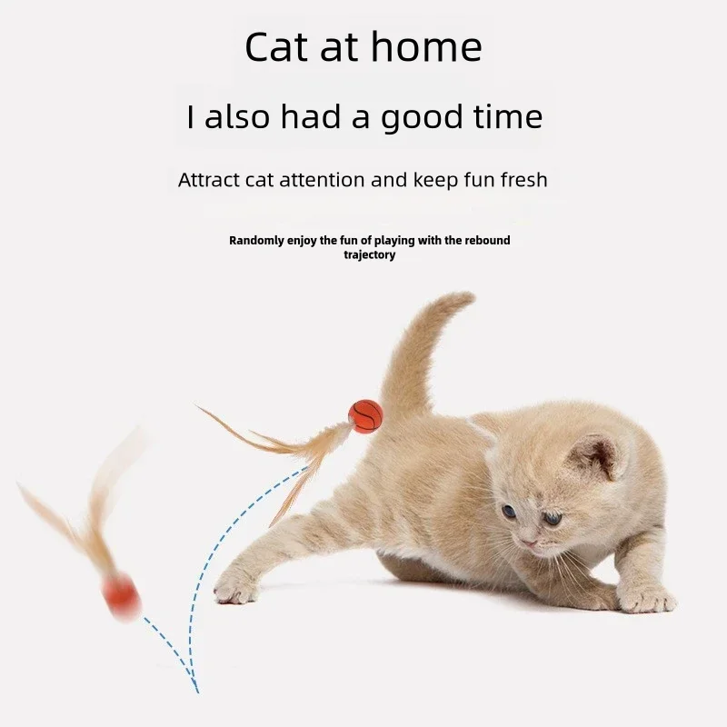 Bola elástica de plumas para gatos, rompecabezas interactivo para mascotas, para aliviar el estrés, hierba gatera, suministros para aves voladores - imagen 4