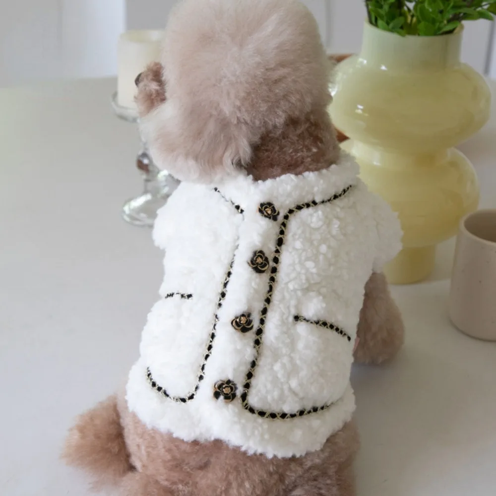 Abrigo corto de felpa para perros pequeños, abrigo de piel para mascotas, ropa de peluche, ropa de Yorkshire maltesa, Otoño e Invierno - imagen 2
