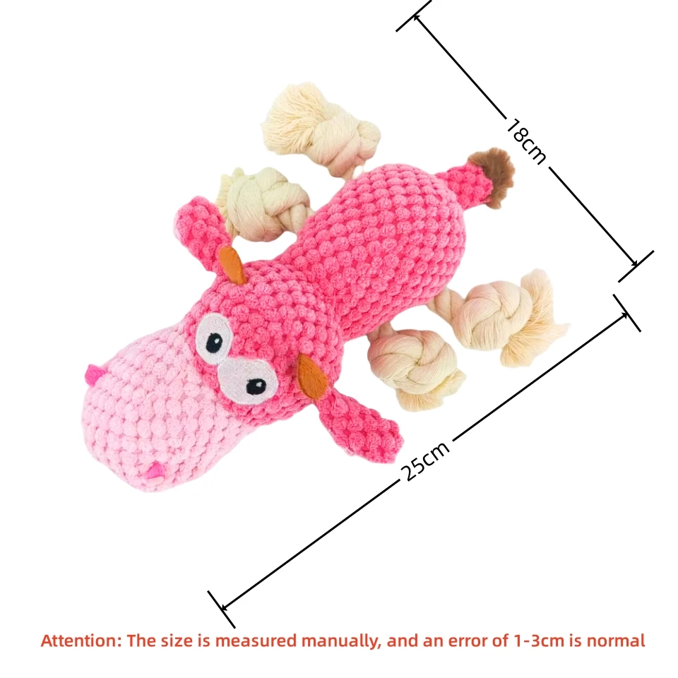 Juguete de peluche para perros para masticadores agresivos, juguete indestructible chirriante, papel arrugado de algodón, juguete de masticación duradero relleno para perros grandes - imagen 4