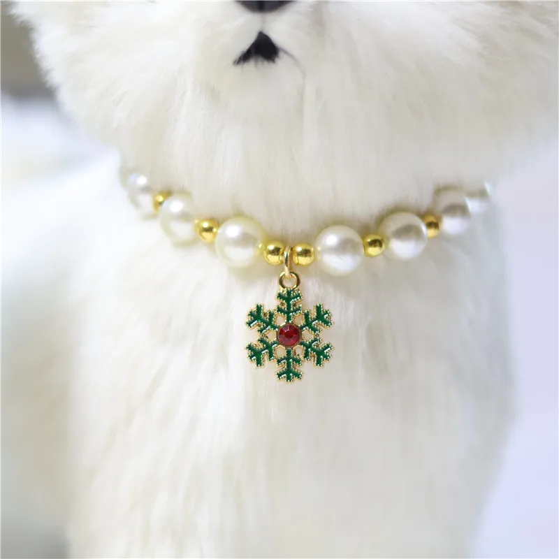 Regalo de perlas para mascotas, corona navideña, cadena para perros y gatos, Collar para mascotas, Collar para perros y gatos, juguete de peluche, cadena para el cuello para mascotas - imagen 3