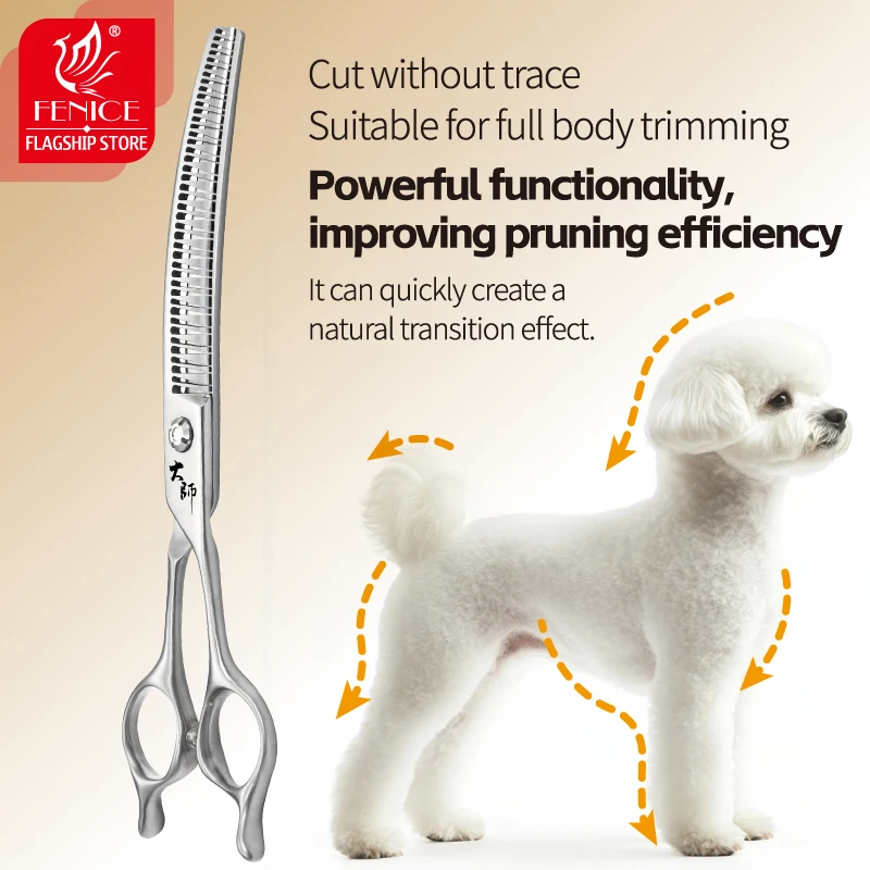 Fenice JP440C 7 pulgadas 3D gradiente dientes sin rastro tijeras de peluquería canina mascotas curvadas naturales/tijeras de aseo 70/85% - imagen 5