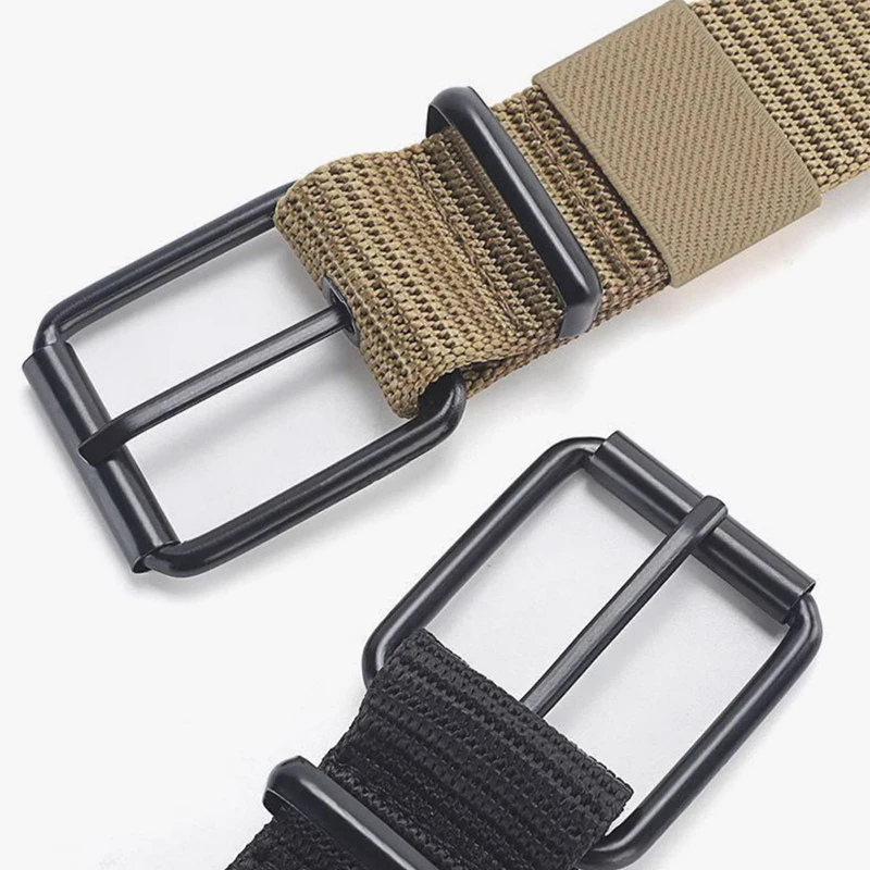 Cinturón para hombre, cinturón de cuero con hebilla de lona porosa, cinturón táctico para deportes al aire libre, cinturón con ojales a la moda para mujer con cinturón vaquero para mujer - imagen 3