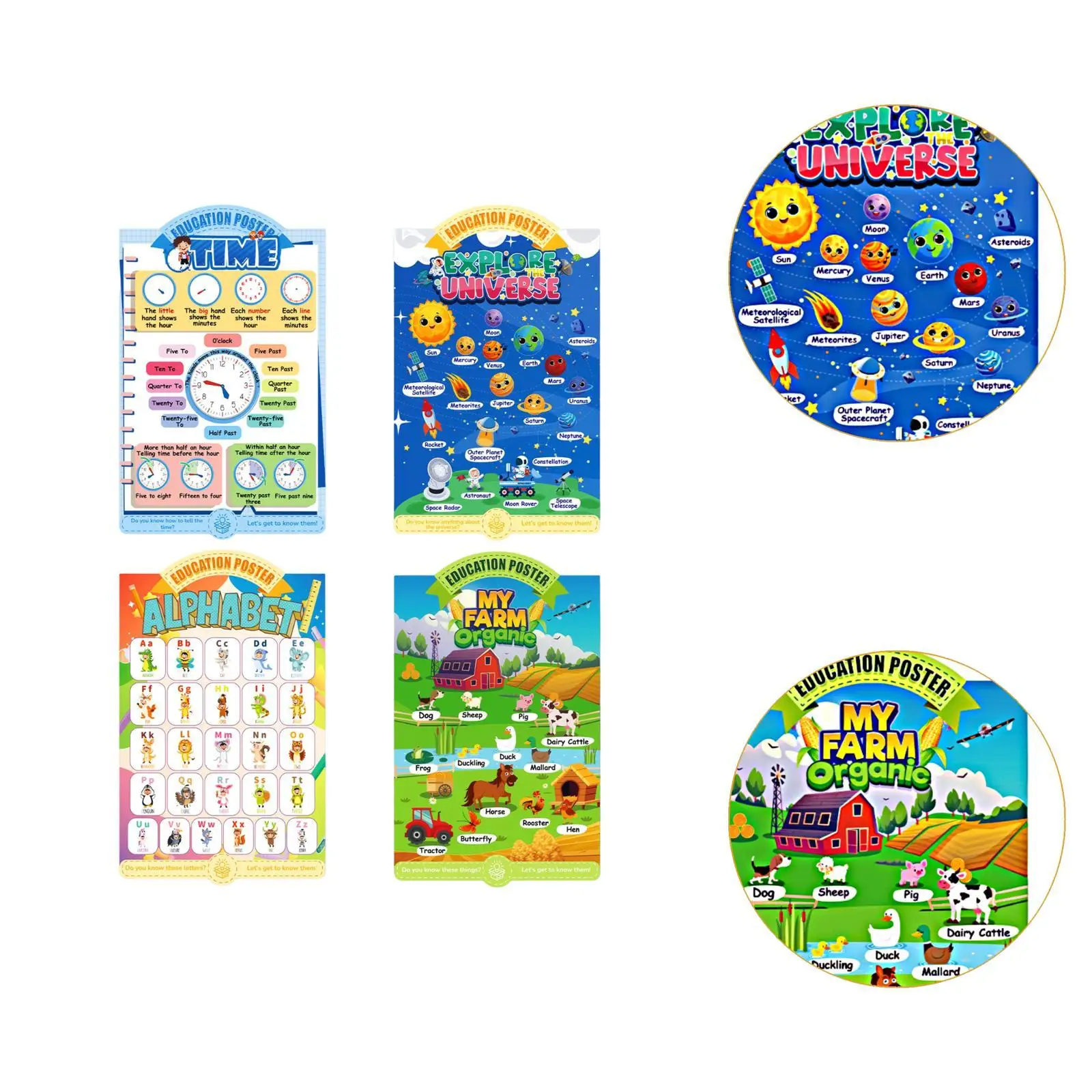 4 Pieces Scholars Educational Posters, Preschool Learning, Abc Alphabet Poster for Home, Nursery, Classroom, School