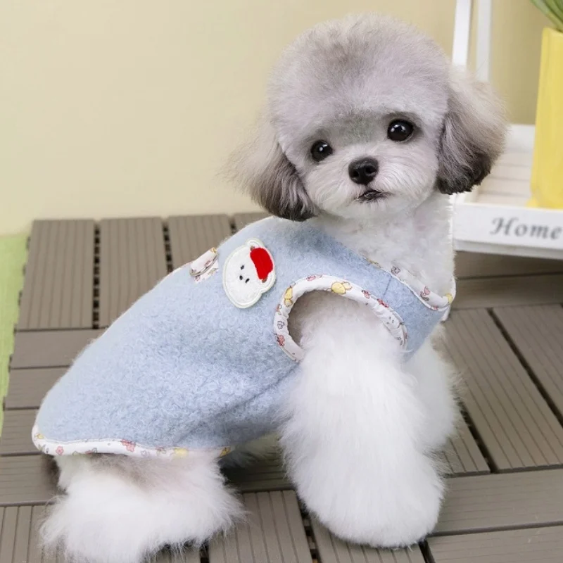 Cárdigan de peluche para perro, abrigo cálido y suave para perro, chaqueta de otoño para cachorro, abrigo con estampado de oso, chaleco para gato, chaqueta, trajes para mascotas Chihuahua - imagen 2