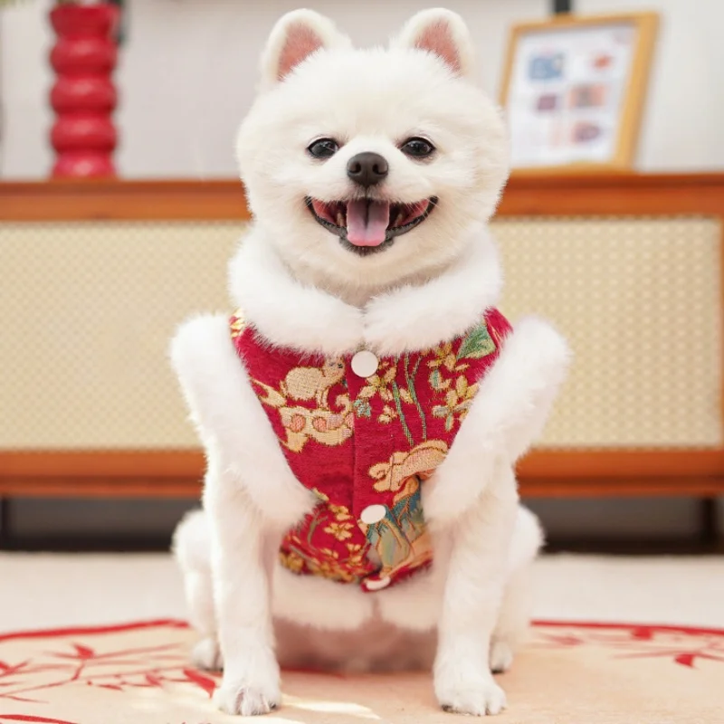 Abrigo festivo con capucha para perros y gatos estilo chino Año Nuevo - imagen 4