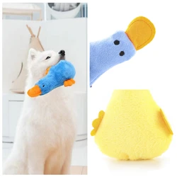 Juguete para perros con forma de pato de peluche chirriante, juguete para masticar resistente a mordeduras con sonido, juguete interactivo para moler dientes para perros, lindos suministros para mascotas