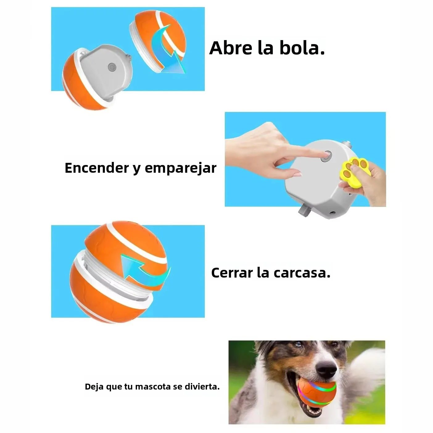 Bola de rodamiento activa para perros: pelota interactiva para perros activada por movimiento resistente de 2,2 pulgadas para cachorros/perros pequeños/medianos, bola recargable por USB - imagen 3