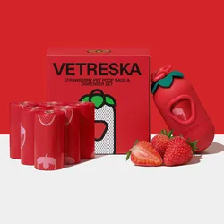 Set bolsas aromatizadas fresa para perros y gatos + cápsula portátil