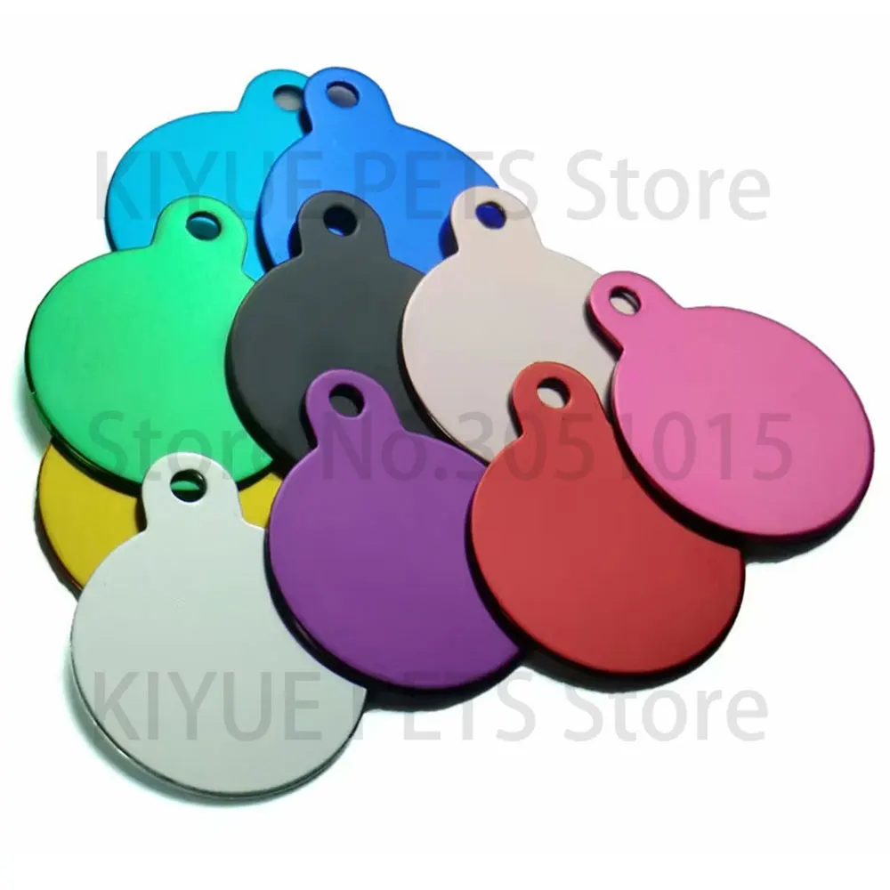 Mezcla aleatoria personalizada, 20 piezas, etiqueta de aluminio para perro mascota, placa con nombre, pedante para Collar de gato, anillo, accesorios antipérdida