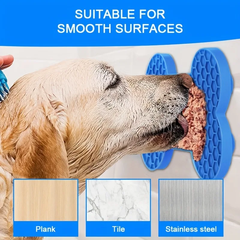 Estera para lamer mascotas con forma de hueso, alimentador lento de silicona para perros y gatos, almohadilla para lamer antiastres para mantequilla de maní y alimentos
