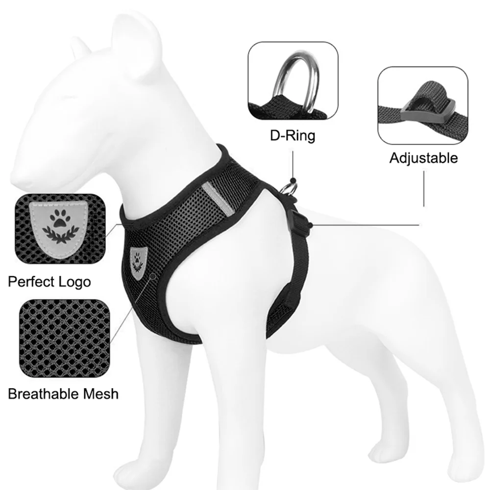 Juego de arnés y correa reflectantes para perros pequeños y medianos, chaleco transpirable para mascotas, collar ligero, suministros para gatitos - imagen 4