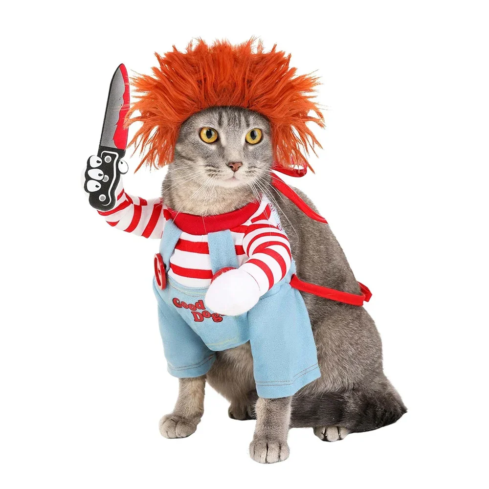 Disfraces de Halloween para perros, disfraz de perro de muñeca mortal para mascotas, disfraz divertido de Halloween para perros pequeños y medianos, mascotas - imagen 5