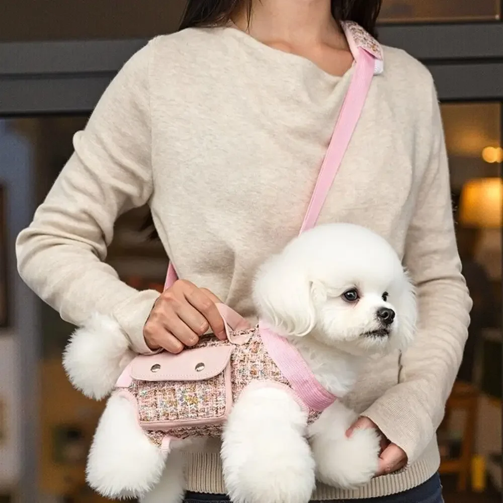 Arnés de elevación para perros 2 en 1, portador para perros con correa ajustable, bolsa para golosinas para cachorros pequeños, mochila cruzada para exteriores - imagen 3