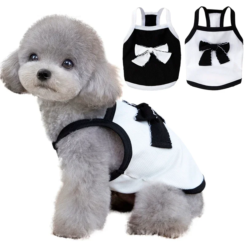 Ropa para perros, chaleco fino suave para perros con lazo, camisa con tirantes para cachorros, ropa para Bichon Chihuahua, disfraces para perros - imagen 5