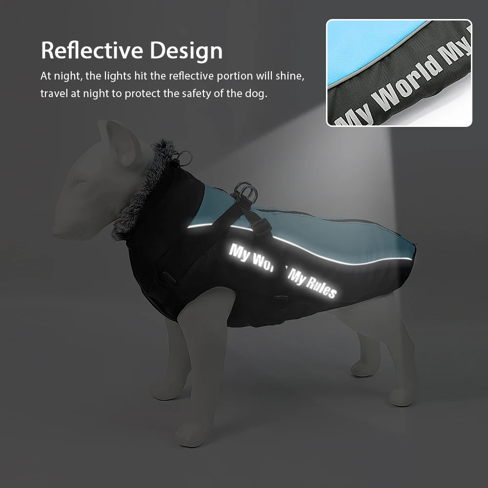 Ropa cálida para mascotas, abrigo grueso de invierno para perros, arnés para perros medianos y grandes, Bulldog Francés, ropa para perros grandes, chaqueta, chaleco impermeable - imagen 5
