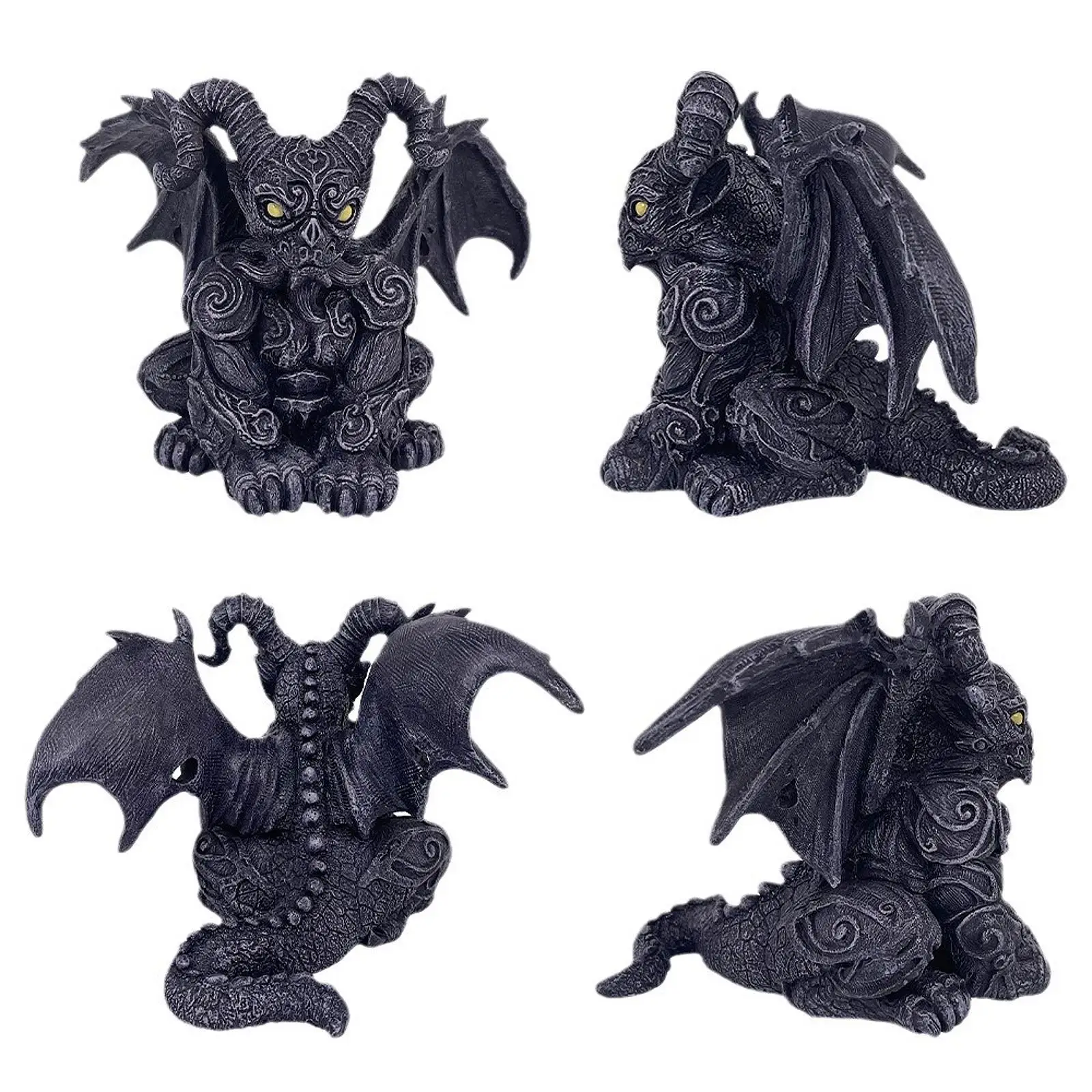 Flying Dragon Sculpture Gothic Party Supplies Creative Terror Prop Scary Dragon Figurine for Balcony Cabinet Home Room Bookshelf