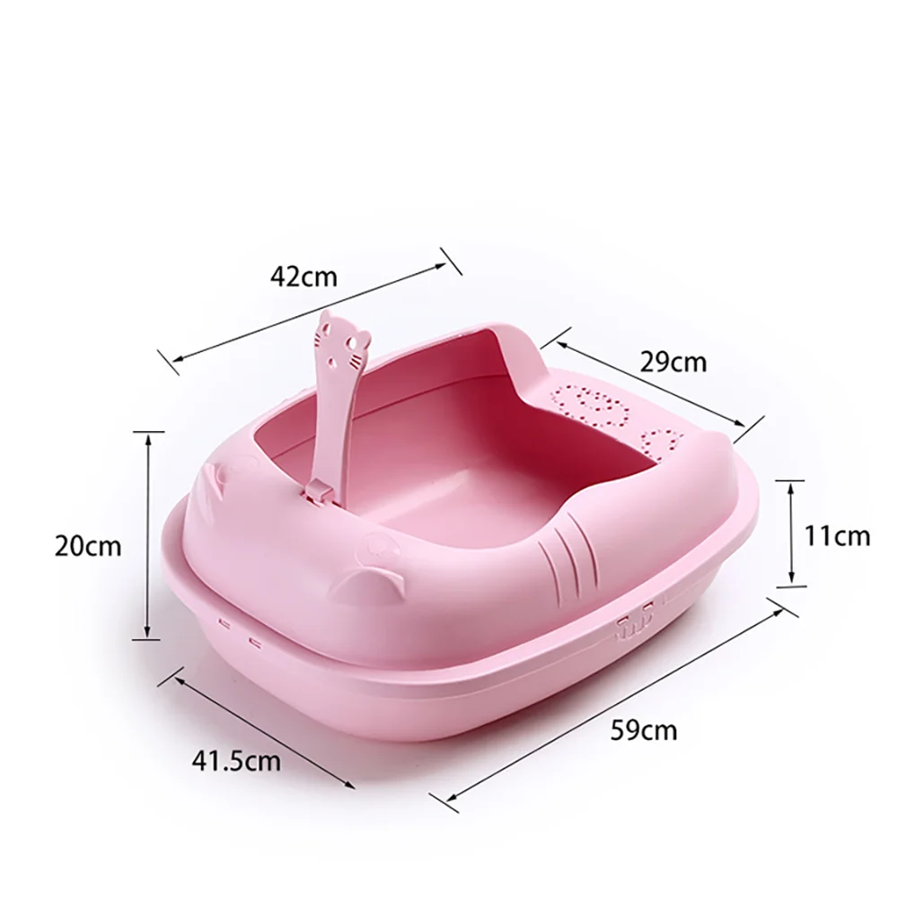 Caja de arena para gatos semicerrada de gran capacidad con bonito diseño de cara de gato, caja de arena antisalpicaduras para mascotas, inodoro resistente a olores para mascotas - imagen 2