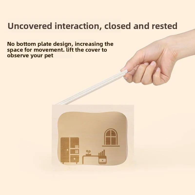 Casa de Escape para hámster, nuevos productos de madera para mascotas, oso dorado, casa pequeña, adorno de Voyeur, productos de madera maciza, jaulas para animales pequeños - imagen 3