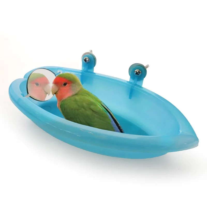 Lavabo de baño para pájaros con espejo, lavabo de baño de piel de tigre con peonía y loro