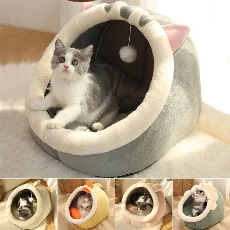 Camas para gatos dulces, cesta cálida para mascotas, acogedora tumbona para gatitos, cojín para casa de gatos, tienda de campaña muy suave para perros pequeños, bolsa para cama lavable para gatos cueva - imagen 2