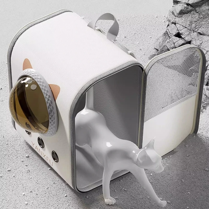 Bolsa transportadora portátil para gatos, mochila transpirable para gatos y gatitos, gran capacidad, transporte para gatos, bolsas de jaula para cachorros y gatos - imagen 5