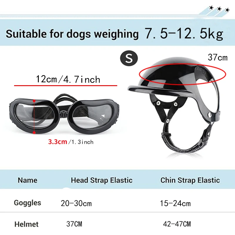 Juego de gafas deportivas para perros pequeños, protección UV, gafas para perros, casco para motocicleta con orificios para las orejas para ciclismo al aire libre - imagen 2