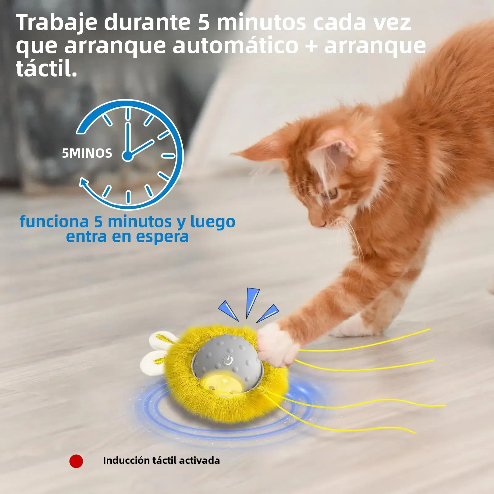 Juguete interactivo activado deportivo para gatos, gato de interior con pelota móvil automática, pelota giratoria y ratón eléctrico ligero - imagen 4