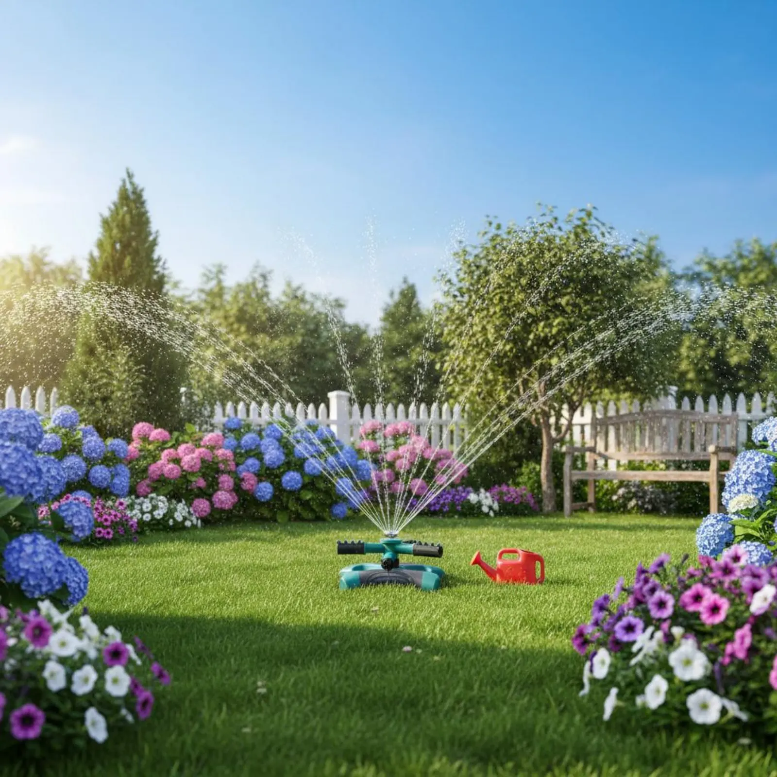 Aspersor giratorio 360º con 3 modos para jardín y perros en juego - imagen 4