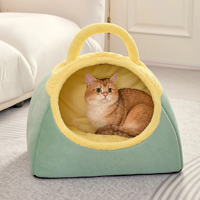 Lindas camas para gatos de interior, cama grande de cueva para gatos con almohada acolchada lavable extraíble, acogedora tienda para gatitos con fondo antideslizante - imagen 5
