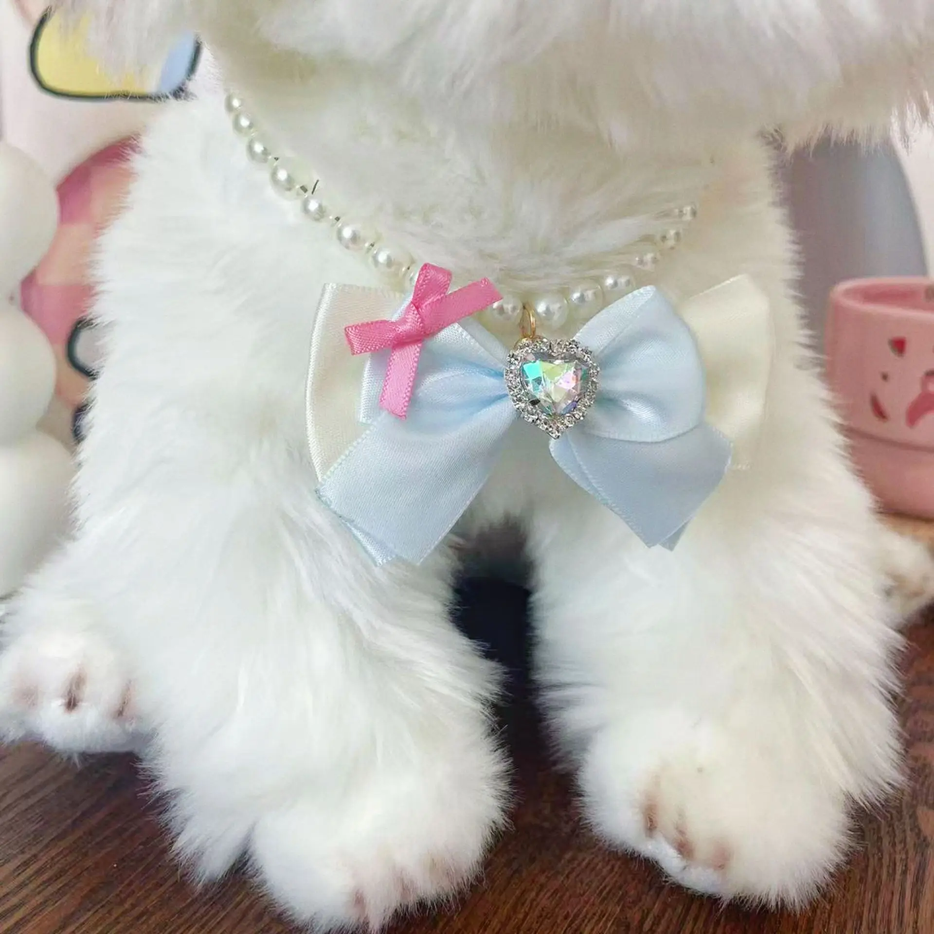 Collar de perlas con lazo para gatos y perros pequeños y medianos - imagen 2