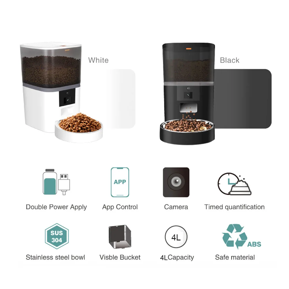 Alimentador automático inteligente para gatos con cámara de vídeo, dispensador de comida seca para mascotas, grabadora de voz inteligente, tazón Alimentador automático para perros y gatos, 4L - imagen 4