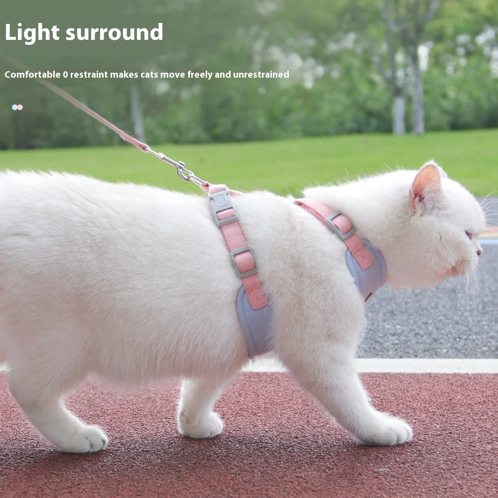 Arnés para gatos a prueba de Escape con correa, chaleco suave ajustable, juego para caminar para mascotas para seguridad de gatitos al aire libre, diseño cómodo sin extracción - imagen 4