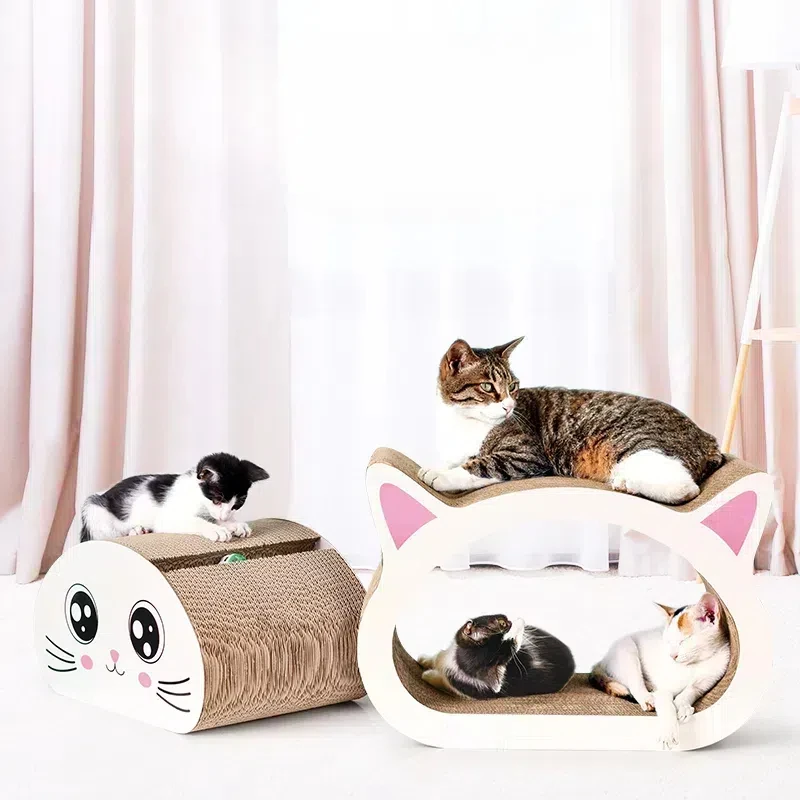 Rascador de cartón corrugado para gatos, juego de Tablas de rascar para gatitos, juguete para gatos, salón para gatos - imagen 5