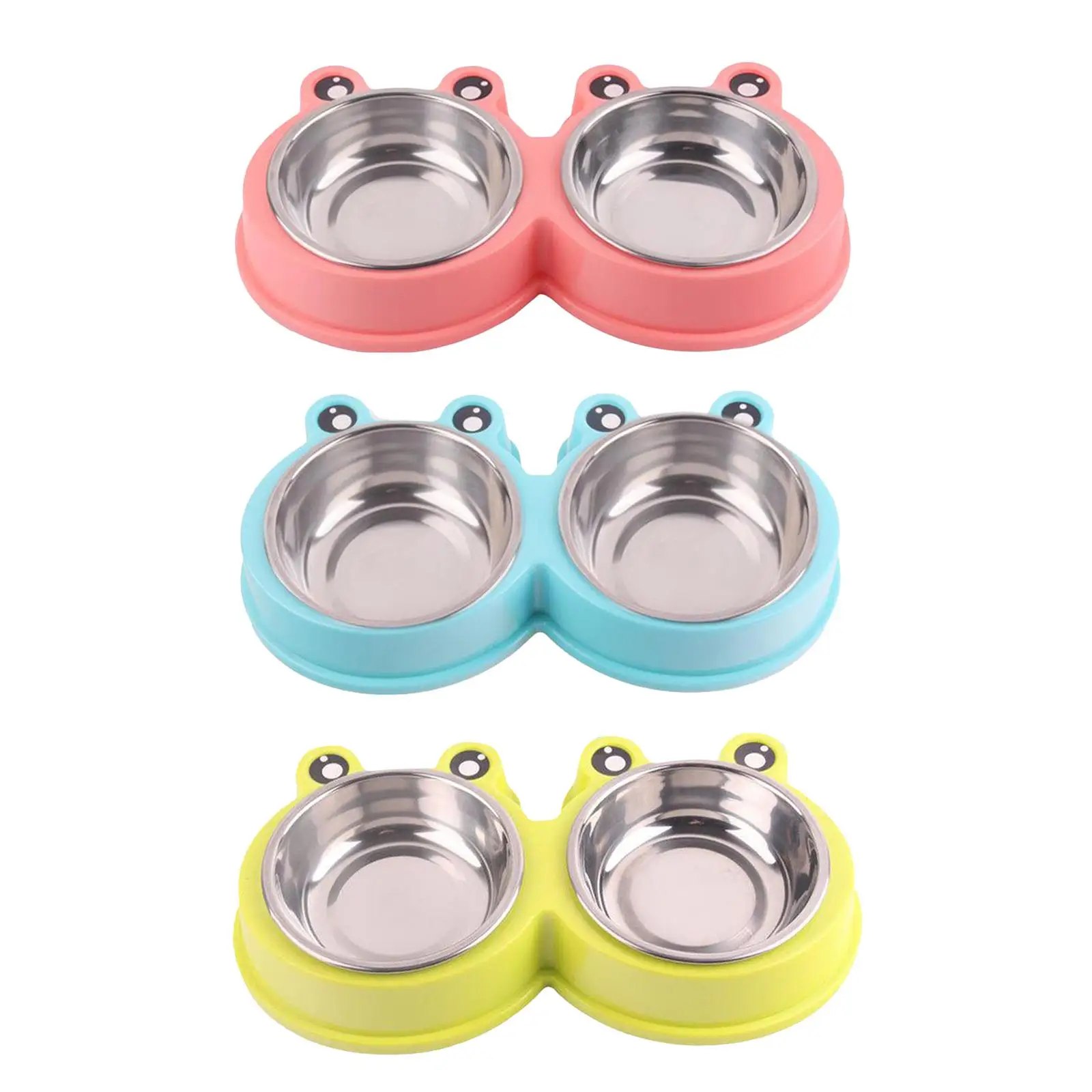 Dog Bowls Set, Double Stainless Steel Feeder Bowls and Non Skid Spill Proof Silicone Stand for Cats Puppies Dogs