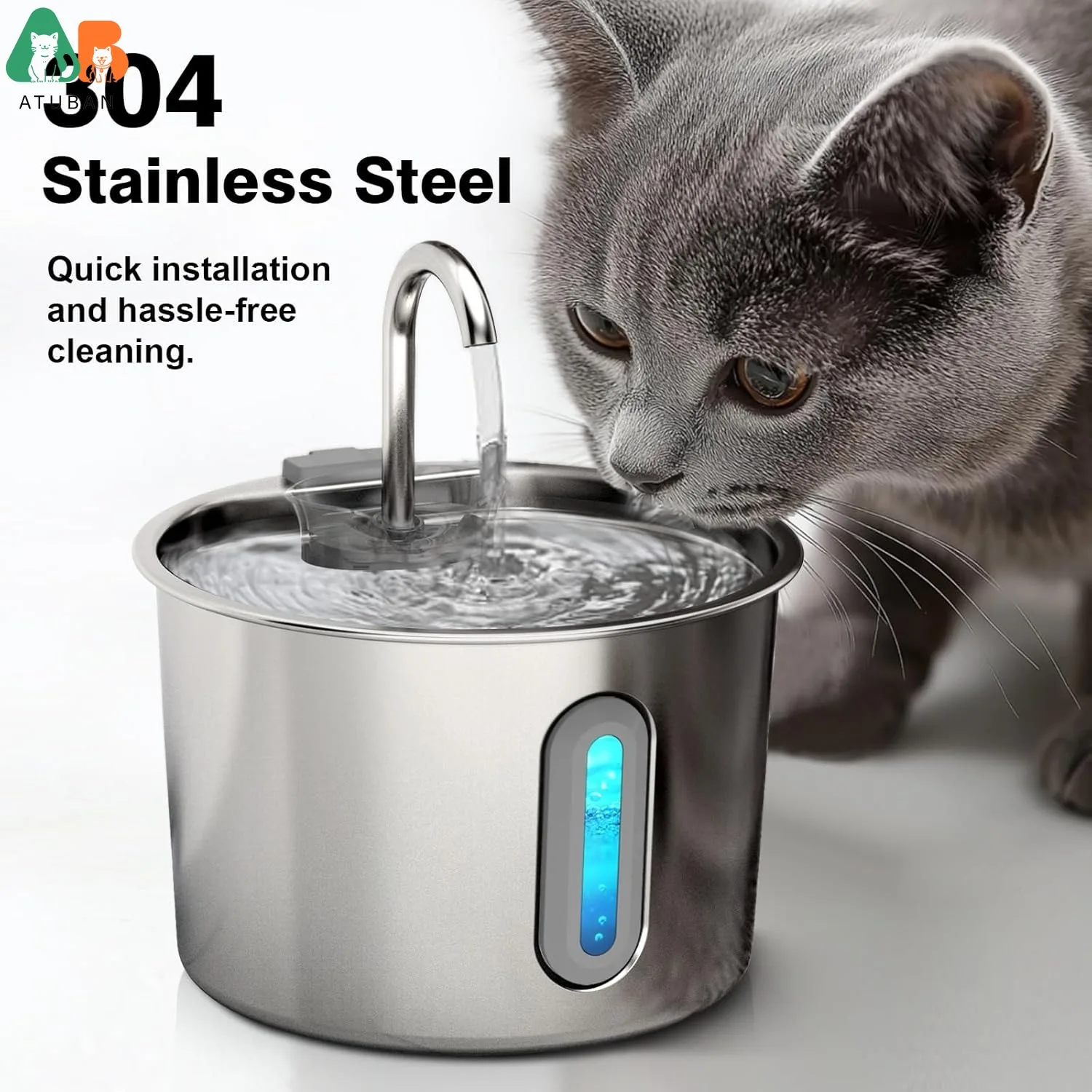 Fuente de agua para gatos silenciosa automática de acero inoxidable - imagen 5
