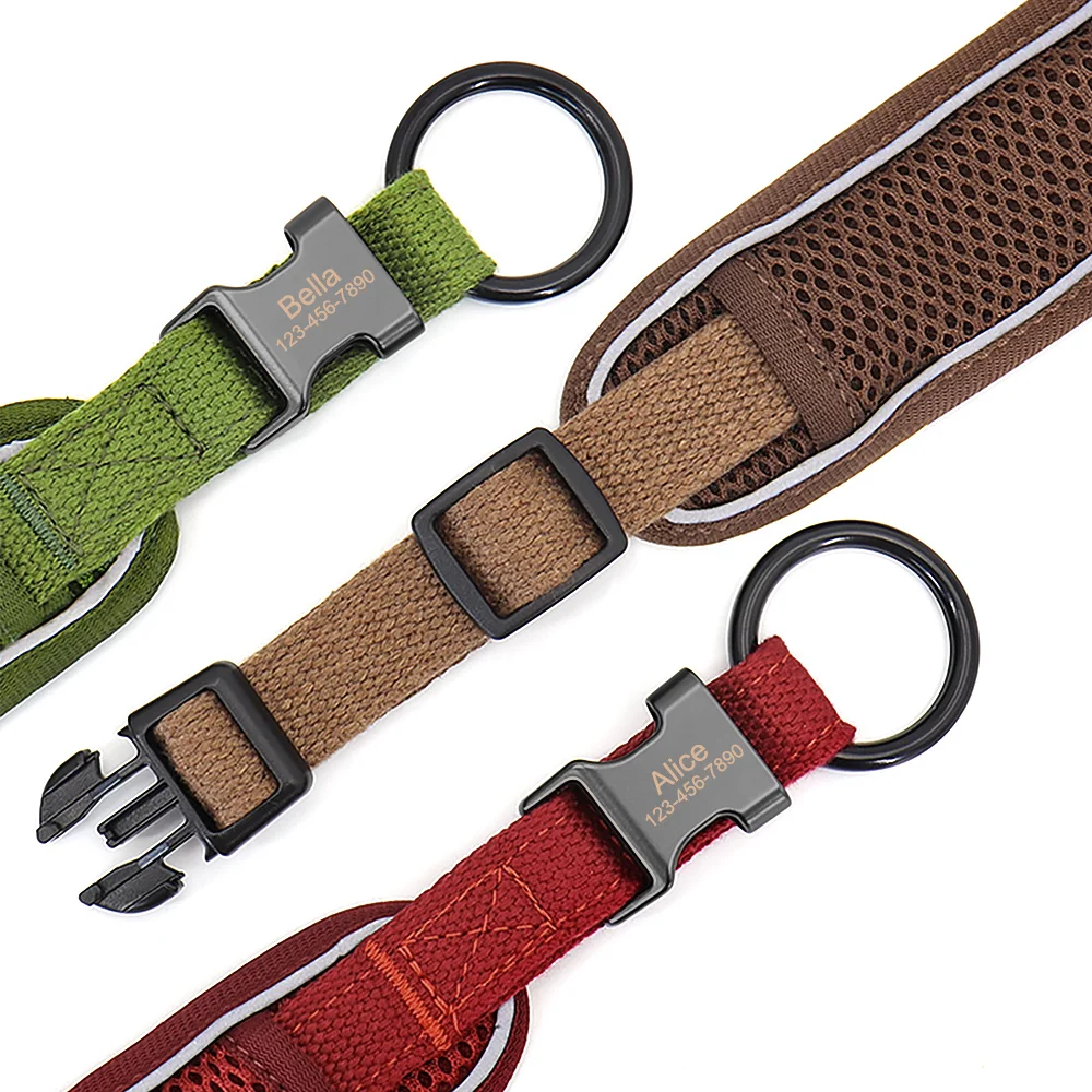 Collar personalizado reflectante ajustable para perros medianos grandes - imagen 4