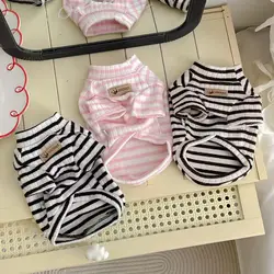 Camisa básica de cuello alto a rayas para otoño e invierno, camiseta suave y cómoda para gatos, ropa para cachorros, ropa para perros pequeños