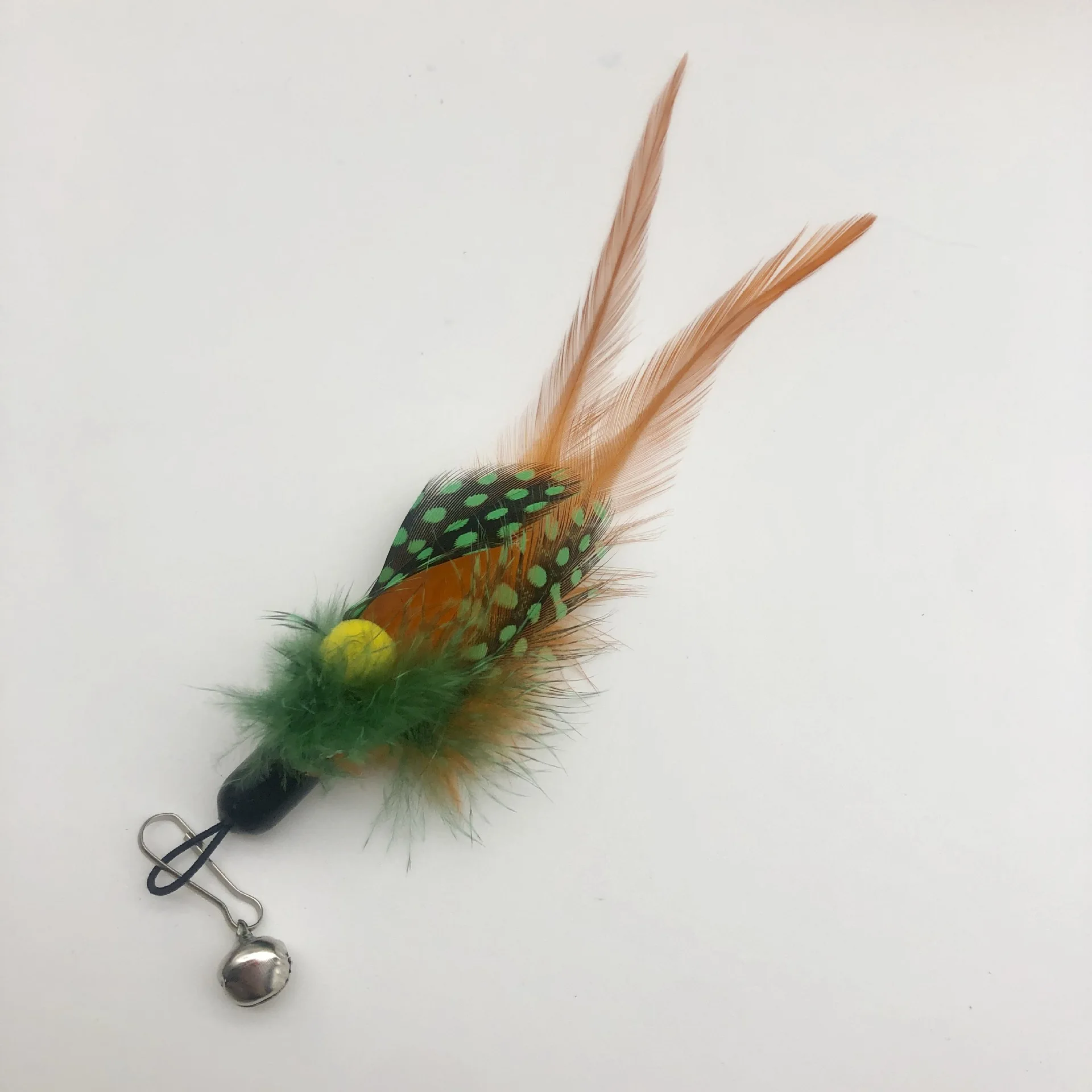 2 uds mezcla aleatoria de plumas de puntos cabezal de repuesto gato Teaser Stick mascota gato juguete - imagen 2