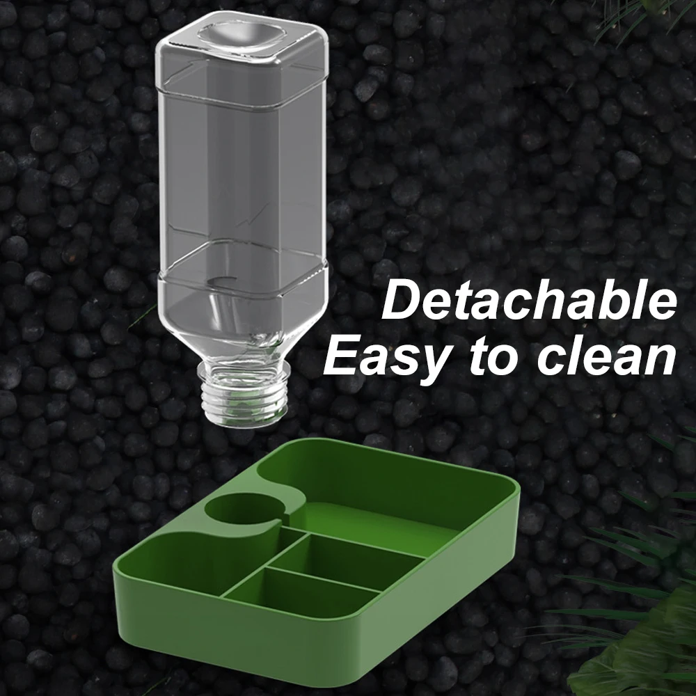 Alimentador automático para reptiles, cuenco de agua para lagarto, plato esquinero con botella de agua para animales pequeños, mascotas, tortuga, león gestionado, Gecko, lagarto, 1 ud. - imagen 3